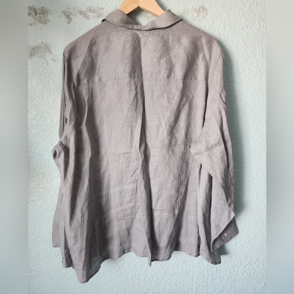 J. Jill Light Gray Linen Shirt - Picture 6 of 10